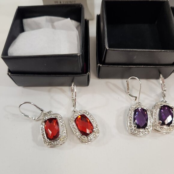 Avon Monaco Nights Drop Earrings Pendant Necklace Gift Sets Purple & Red NEW - Picture 2 of 15